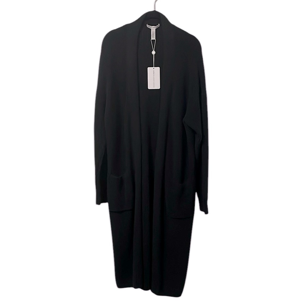 NWT BLACK Autumn Cashmere Shaker Long Sweater Coatigan - Size Large 100% Cotton